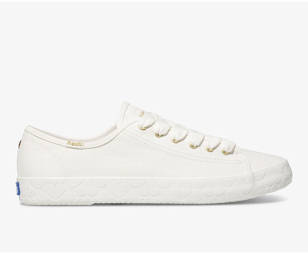 Zapatillas Keds Mujer Blancas - Kate Spade New York Kickstart Logo Foxing - 679-BIOFMQ